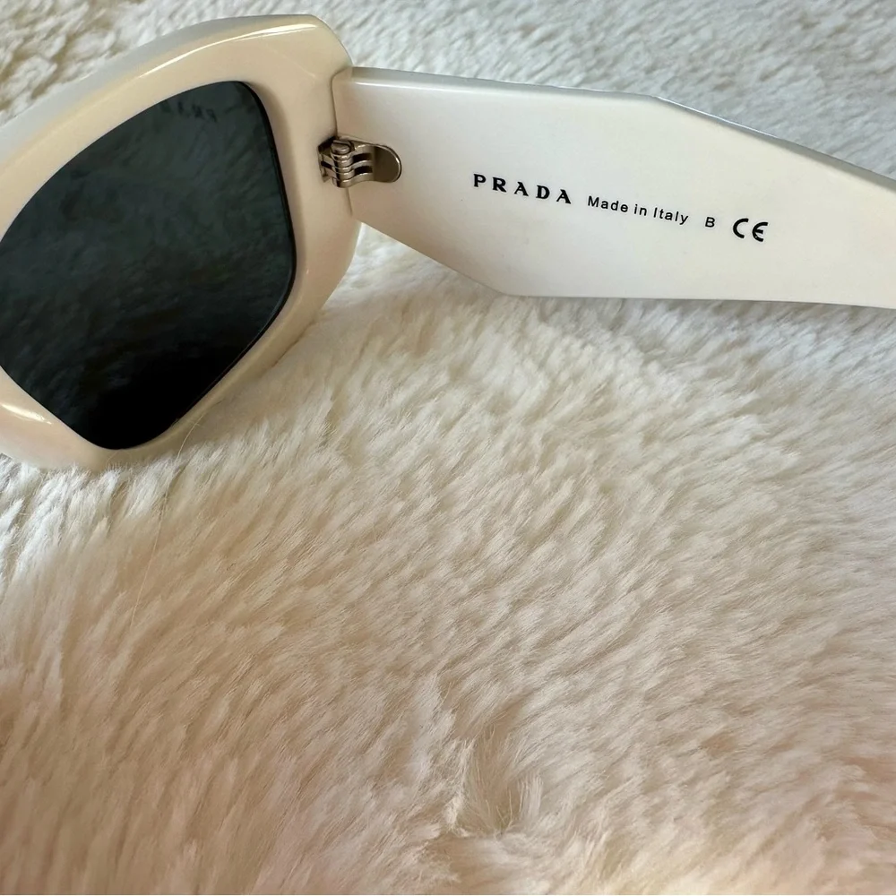 Prada White Frame Sunglasses with Dark Lenses